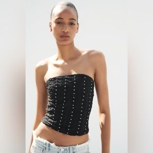 ZARA BEADED STRAPLESS TOP